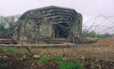 Post war photo showing the battery of Crisbecq